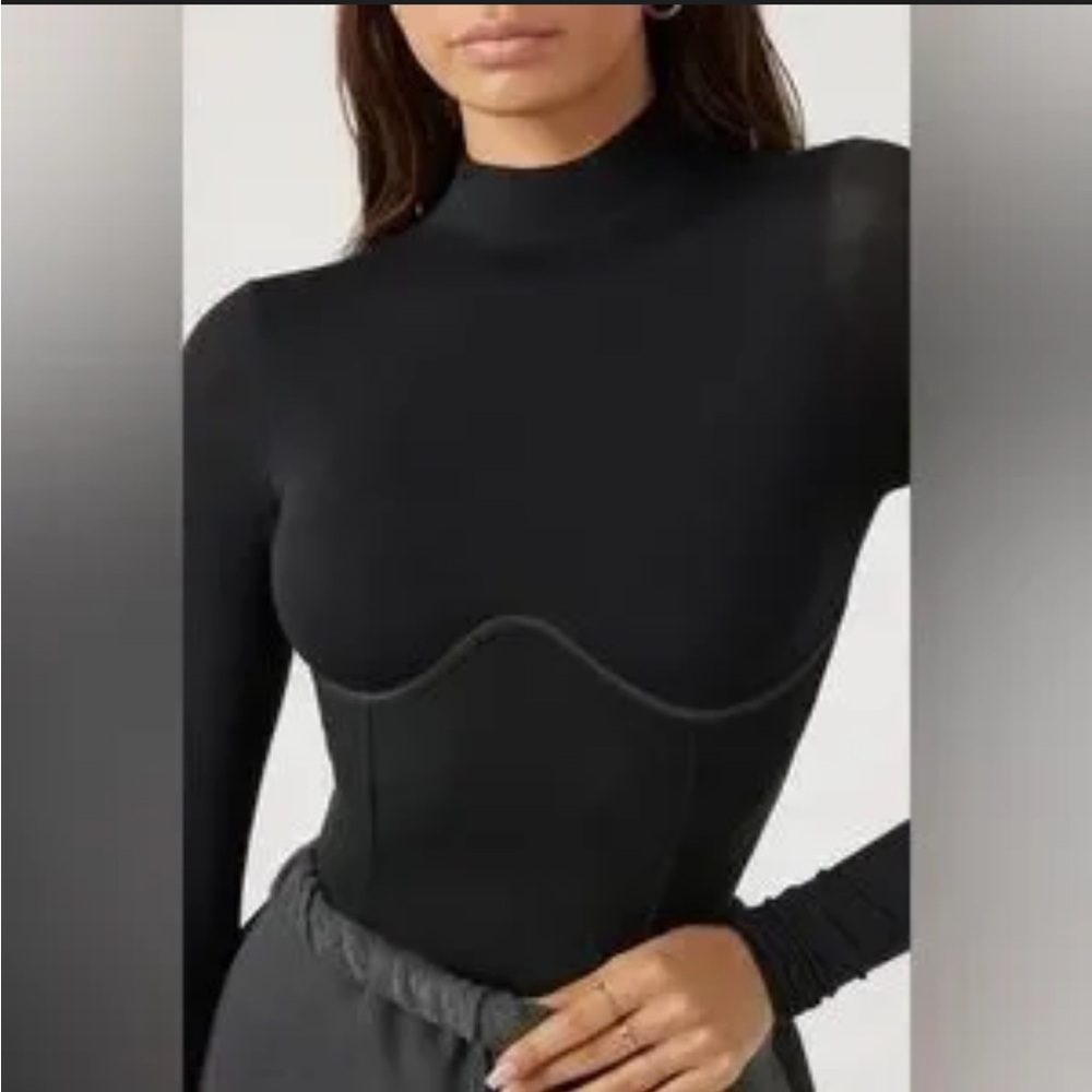 Joah brown corset long sleeve top